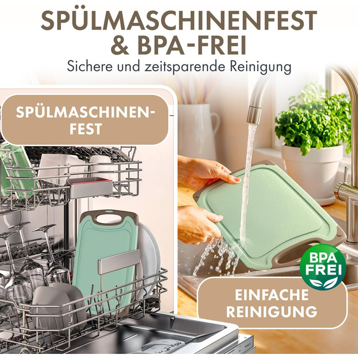 Набір обробних дощок Blumtal (S/M/L) - 3 шт. з пластику, з жолобками для соку та ручкою, BPA free, придатні для миття в посудомийній машині