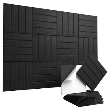 Акустичні панелі Vieshful самоклеючі, 30x30x1 см, звукопоглинаючі стінові панелі з фетру для студії, дому та офісу, чорний колір, 10 шт
