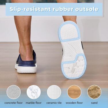 Домашні тапочки чоловічі FitVille для літніх людей з липучкою, розмір 41-50 (49/50 EU, широкі, темно-сині)