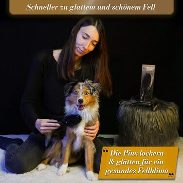 Щітка для собак BluePet 2в1 для довгої та короткої шерсті, для цуценят та котів. Розчісування, вирівнювання, вибирання. Універсальна щітка з щетиною (Чорний, Лімітована серія, M-L)