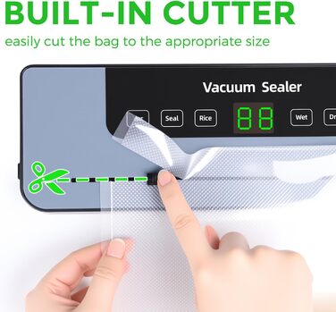 Вакуумний пакувальник Großcat з 50 пакетами, апарат для пакування продуктів харчування з різаком та цифровим таймером для кухні та ресторану