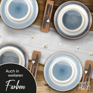 Moritz & Moritz TARENTO 24-Piece Dinnerware Set, 6 People, Blue - Elegant Plate Set made of high-quality stoneware - Dinnerware set consisting of 6 dinner plates, 6 dessert plates, 6 soup plates, and 6 cups