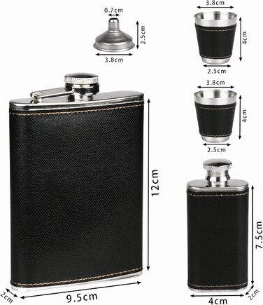 Набір фляг 260 мл з нержавіючої сталі для віскі та шнапсу. Міні фляга, портативна, дорогий алкогольний аксесуар, подарунок (зелений, чорний)