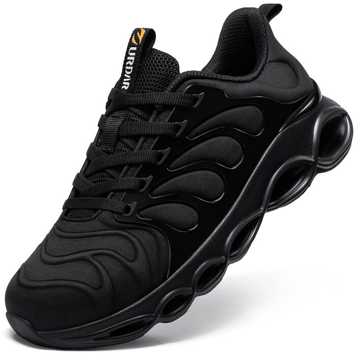 Черевики безпеки LARNMERN для чоловіків: зручні робочі черевики з металевим носком, дихаючі, легкі, антипрокольні, модні. Розміри 36-50 EU (44.5 EU, чорний)