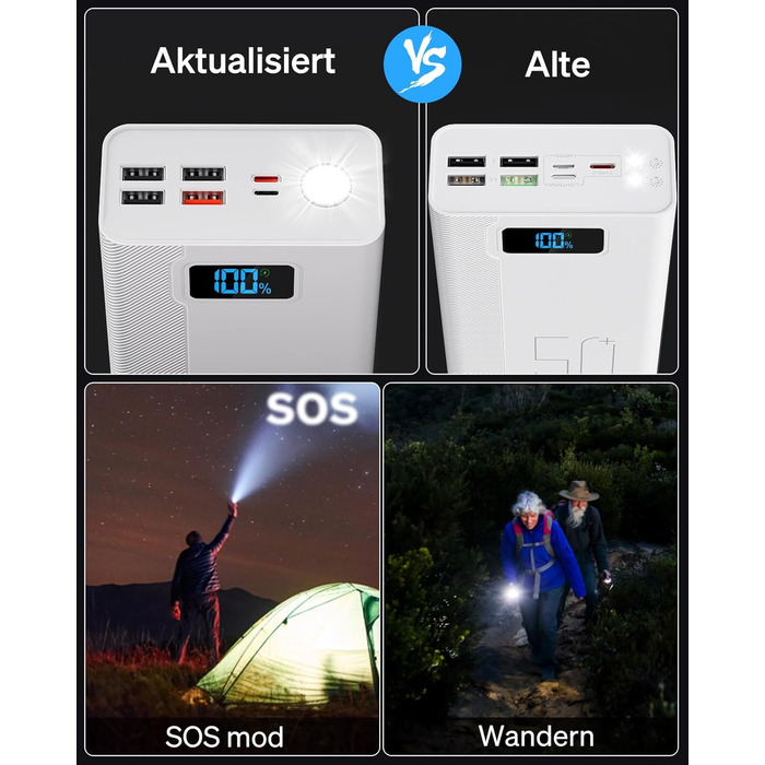 Портативний зарядний Power Bank 50000mAh з 5 виходами та 3 входами, 22.5W, для MP3-плеєрів