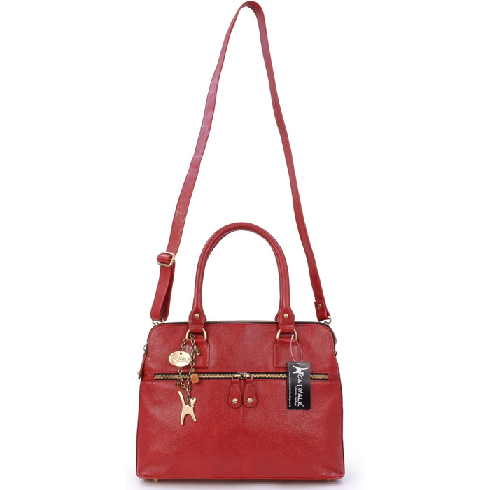 Сумка жіноча шкіряна Catwalk Collection Victoria червона, велика сумка-тоут через плече з відстібним ременем