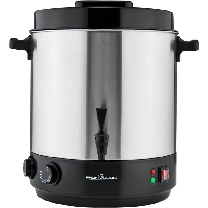 ProfiCook® Hot Beverage Machine with 7L Tank Capacity | Mulled Wine Cooker with High-Quality Stainless Steel Housing | for Heating and Keeping Warm | Punch Cooker for Mulled Wine, Tea & Coffee | PC-HGA 1196 (Black-stainless steel 32l)