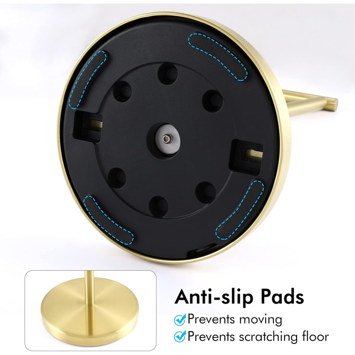 Stainless Steel Freestanding Toilet Paper Holder with Weighted Base - Brushed Gold Finish (51.3cm)