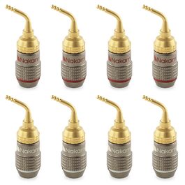 Бананові роз'єми Nakamichi FanLock Excel-Serie, 24K позолочені конектори для акустичних кабелів Hi-Fi, 2мм штир, 10-18 AWG, 4мм товщина, 8 шт (4 пари)