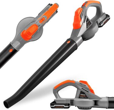 Terratek Leaf Blower, cordless, 20 V, 1 hour, fast charging, handheld leaf blower, powerful, lightweight, cordless leaf blower, garden blower with 1 x battery and charger included