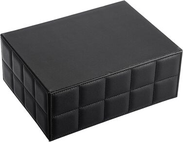 Скріпка для серветок з PU-шкіри, прямокутна, органайзер для столу з 3 відділеннями, для пультів дистанційного керування (чорний)