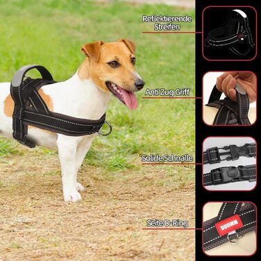 Нашийник для собак середніх та маленьких порід з повідком, кольоровий, з м'якою підкладкою, з ручкою та кільцем, світловідбиваючий, легкий, чорно-сірий, розмір M