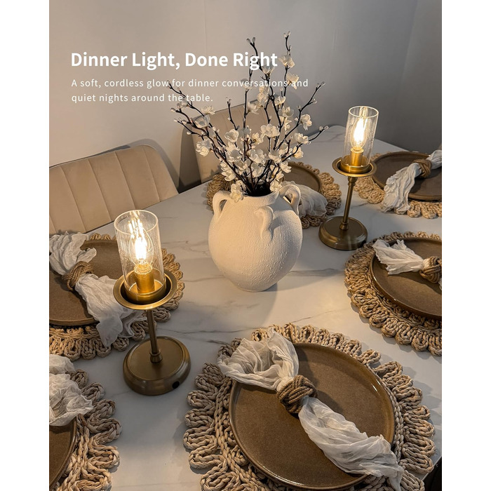 Нічник бездротовий акумуляторний Wiederaufladbare з димером та лампочкою для спальні, вітальні, їдальні - Золотий A-gold