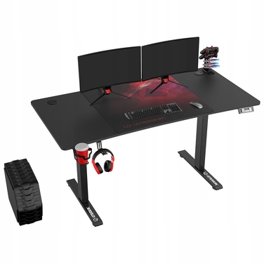 Ігровий стіл Ultradesk LEVEL V2, чорний, з електричним регулюванням висоти