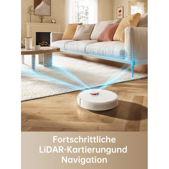 Робот-пилосос Dreame D9 Max з функцією миття, 4000Pa, LDS-навігація, 150 хв роботи, карти для різних поверхонь, ідеальний для килимів, твердих підлог та шерсті тварин, керування через додаток