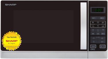 Мікрохвильова піч Sharp R742WW 2-в-1 з грилем, 25 л, 900 Вт, білий колір