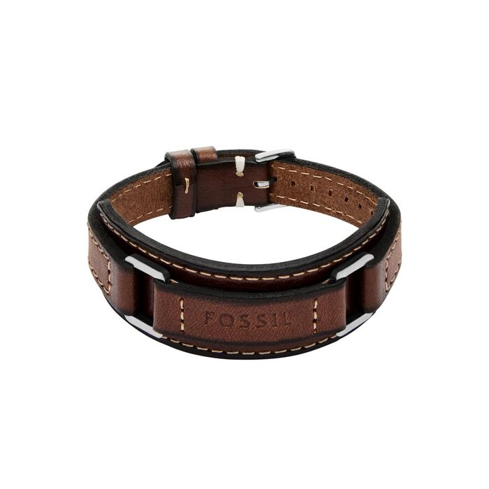Чоловічий шкіряний ремінець Fossil з пряжкою, колір кава