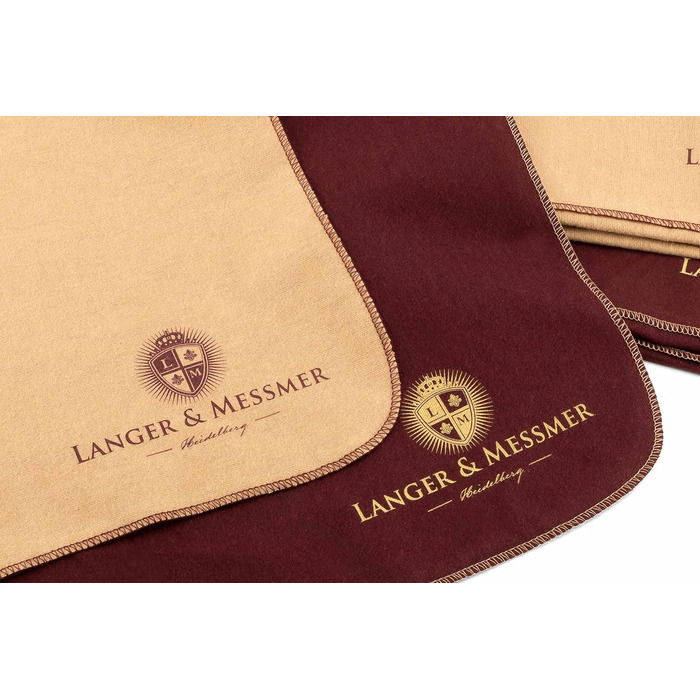 Langer & Messmer Polishing Cloths for Smooth Leather made of 100% Cotton in a Practical Set - The shoe cloth for professional shoe care ( | Beige) (6-piece set, Beige / Bordeaux)