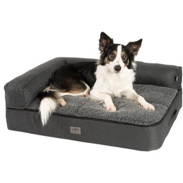 JAMAXX Преміум диван для собак 4-в-1 - ортопедичний диван з Memory Visco піною, знімні подушки, екстра-товста підкладка, змінний чохол, пральний, PDB3015 (L) 110x80x10 ECO антрацит 95*70*10 (L) Eco антрацит