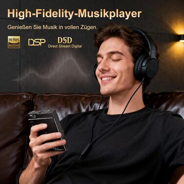 HiFi MP3 плеєр з підтримкою DSD, FLAC, 192kHz/24bit, 64GB + microSD до 256GB, чорний