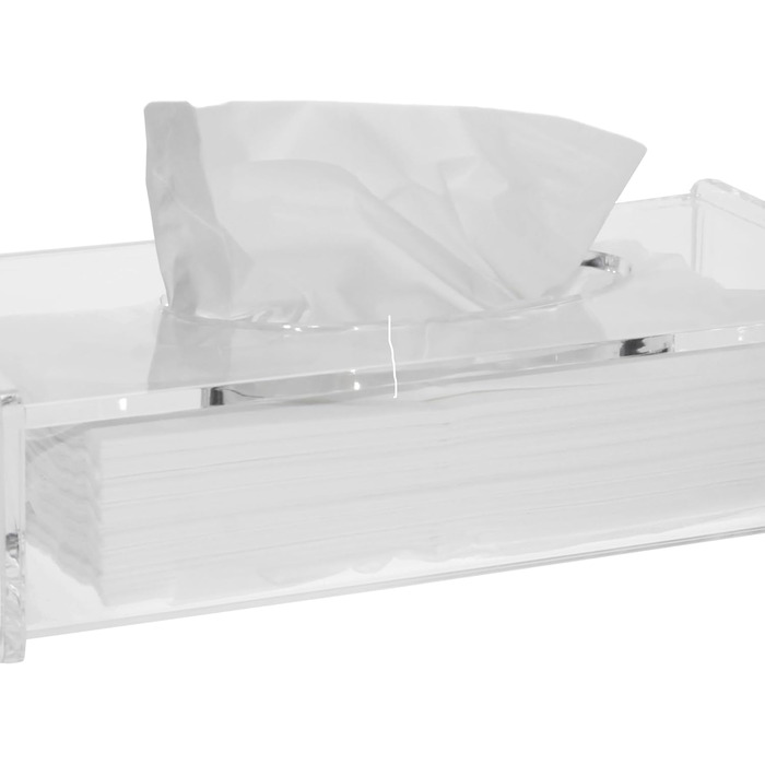 Fantasia 1222 Cosmetic Tissue Box, Acrylic, Empty, Flip-Top Lid, Dimensions: 26 x 13.5 x 5.5 cm