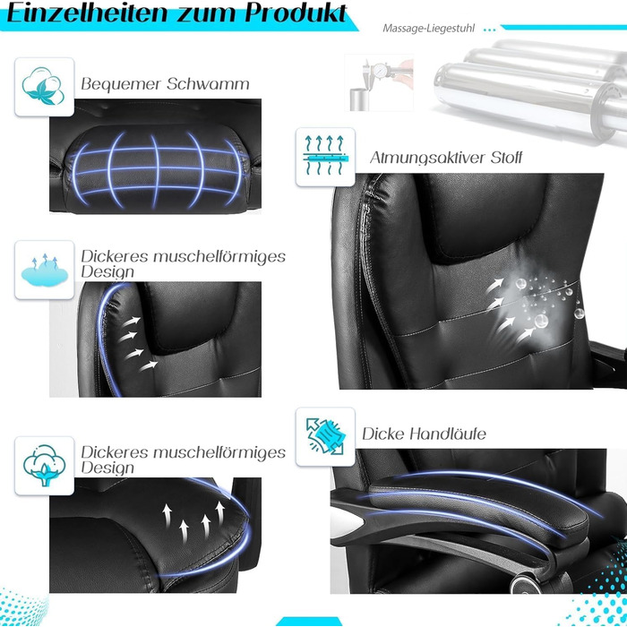 Крісло YODOLLA для офісу, 200 кг, ергономічне, з регульованою спинкою, комп'ютерне, з підніжкою, чорне