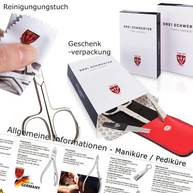 Набір для манікюру DREI SCHWERTER 'Varese' 23 шт. | Німецька якість, етикетка з кожним інструментом, чорний кейс з екошкіри | Манікюрний набір, ножиці, пінцет, ножиці для волосся, кусачки та багато іншого | Колір: Cognac