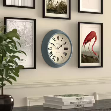 JONES CLOCKS® Venetian Wall Clock | Classic Round | 30cm | Green | Roman Numerals | Traditional design ideal for kitchen, living room or bedroom (Old Boat Blue / Roman Numerals)