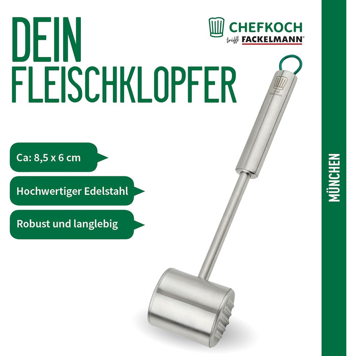  Fleischklopfer Fackelmann Chefkoch з нержавіючої сталі - для відбивних та іншого, миється в посудомийній машині