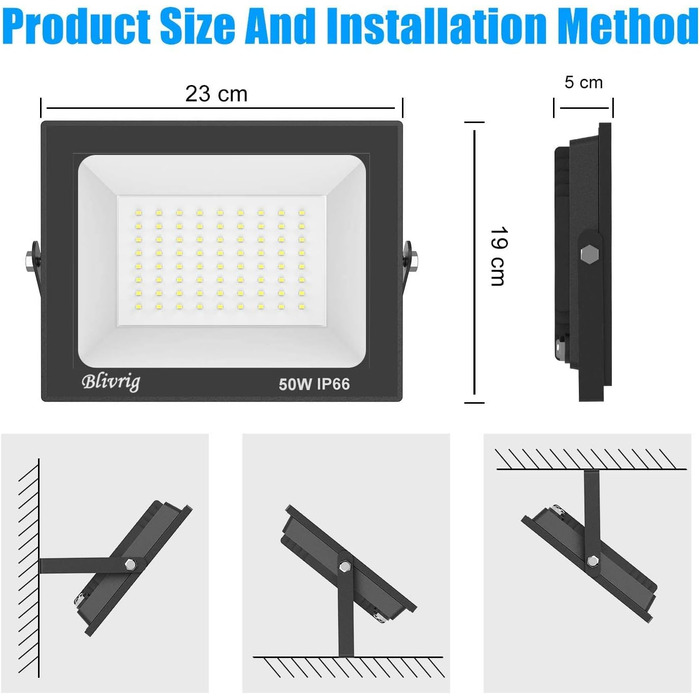 Bright LED Floodlight Outdoor, Warm White, Outdoor Floodlight, Super Bright 10000LM Floodlight, Outdoor Spotlight IP66 Waterproof, 3000K Outdoor Spotlight, Warm Spotlight for Garden, Garage, Yard (Warm White) (4pcs Warm White, 50W)