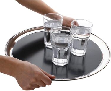 DEL - Round Tablet - Stainless Steel Tablet - Serving Tray - Round Serving Tray - Stainless Steel Plate, Kitchen Tray, Silver Round Tray, Large Serving Platter, Tray Serving Tray Round - Ø 36 cm