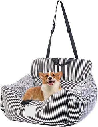 CALIYO Dog Car Seat, Seat Belt - Washable Dog Car Seat in Black/White for Small, Medium & Large Dogs, Dog Seat Car Backseat, Dog Bed Car, Dog Basket Car, Dog Car Seat. Black/White