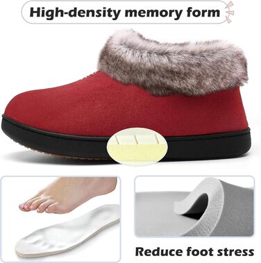 Тапочки жіночі зимові Mishansha, антиковзаючі, з піною пам'яті, плюшеві, розмір 36-43 EU, червоні
