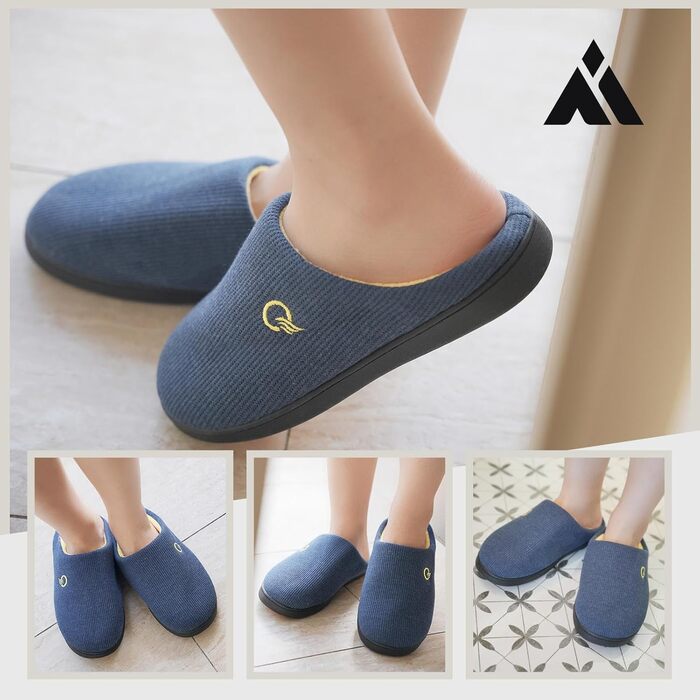 Домашні тапочки Mishansha для чоловіків та жінок з піни з пам'яті, неслизькі, синього кольору, 44/45 EU