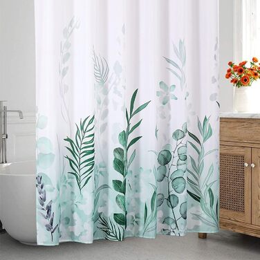 Штора для душу REZAYMRS, 180x200 см, зелена, водонепроникна, з 12 гачками, поліестер, для ванної кімнати