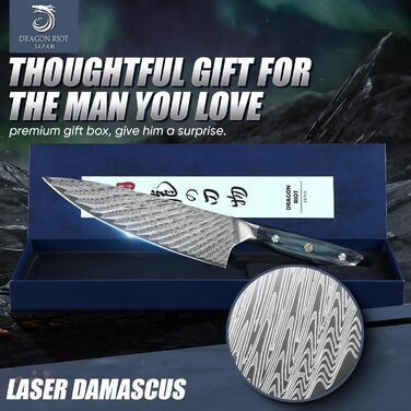Професійний кухонний ніж Dragon Riot з ручкою з епоксидної смоли, гострі кухонні ножі шеф-кухаря з піхвою (кухонний ніж)