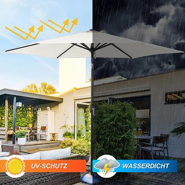 Daromigo Patio Umbrella Ø270 / 350cm with Crank | Canopy Umbrella Garden Umbrella Sun Protection UV Protection 50+ | Crank Umbrella Market Umbrella Waterproof for Garden, Balcony, without Stand