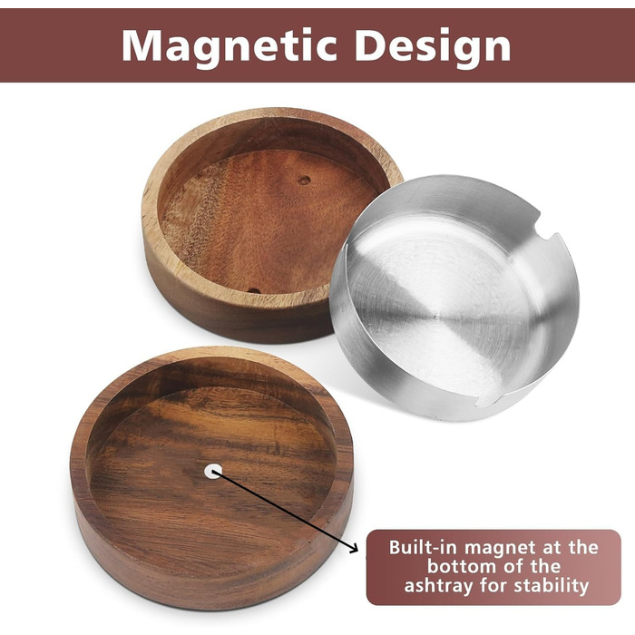 Аschenbecher Für Draussen Mit Deckel Und Edelstahleinsatz, Geruchsdicht Aus Holz, Balkon Windgeschützt Aschenbecher Für HomeOffice Garten Bar Restaurant Draußen Drinnen Dunkles Walnussholz -> Дерев'яний попільничка для вулиці з кришкою та вставкою з нержа