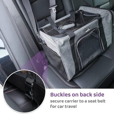 Транспортна переноска для котів та собак, що складається, для подорожей літаком. Підходить для великих котів та цуценят. Сіра переноска для тварин, розмір L (45x28x28 см)