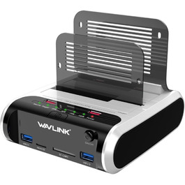 Док-станція для жорстких дисків WAVLINK ST336A: USB, SATA, TF/SD, зарядка, Offline Clone