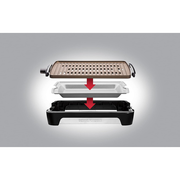 George Foreman Smokeless Grill - Indoor BBQ with Adjustable Temperature, Dishwasher-Safe Grill Plate, and Fat Tray