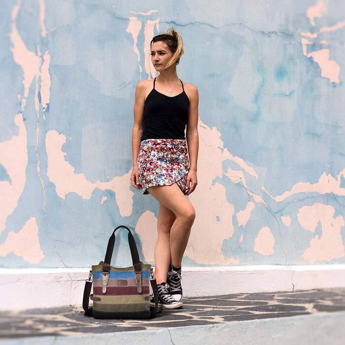 Сумка жіноча CHEREEKI Canvas багатокольорові смуги через плече, велика шопер-сумка для покупок, повсякденна сумка-хобо