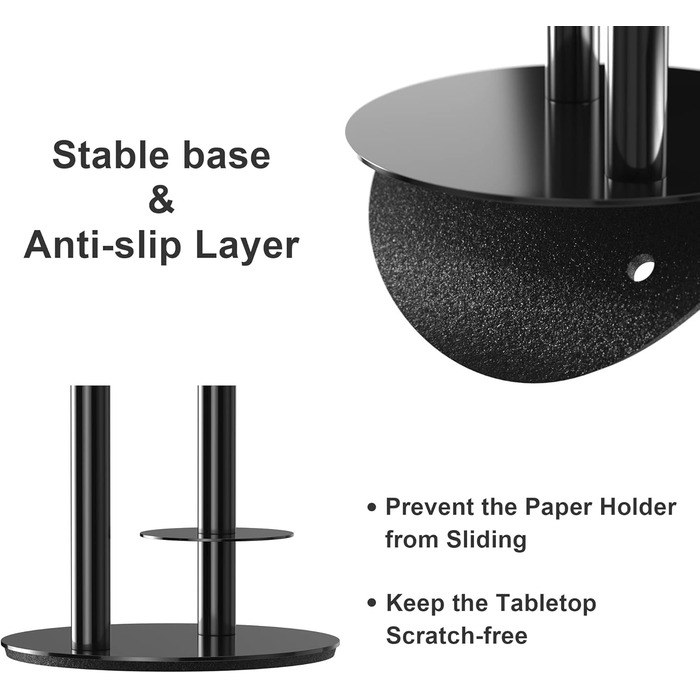 Тримач туалетного паперу підлоговий, нержавіюча сталь, на 3 рулони, чорний