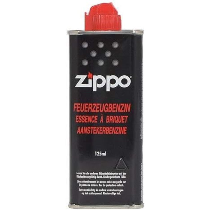 Заправка для запальничок ZIPPO набір: 10x оригінальний бензин 125 мл, стартовий комплект (6 кременів, гніт, вата, фетр)