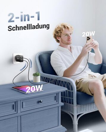 Зарядний пристрій ZKAPOR з 4 USB-C портами, 45W, білий (PD+QC)