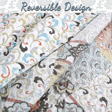 Комплект постільної білизни Cozy Line Home Fashions Moorea Wende з квітковим візерунком лілій (флер-де-ліс), 3-частини, розмір Queen