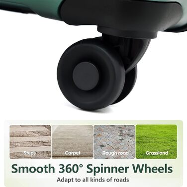 Набір валіз TydeCkare 3-в-1 (55/66/76 см) з TSA замком, зелений. Включає ручну валізу з відділенням для ноутбука (34л, 55x39x20 см), середній (65л) та великий (101л) валіза.