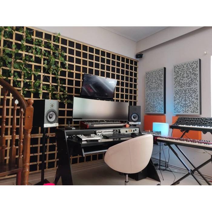 Акустичні панелі Bluetone Acoustics Binary AbFuser — звукопоглинаючі та дифузійні панелі для домашнього кінотеатру, студії та вітальні (100x50x10 см, колір Ecru)