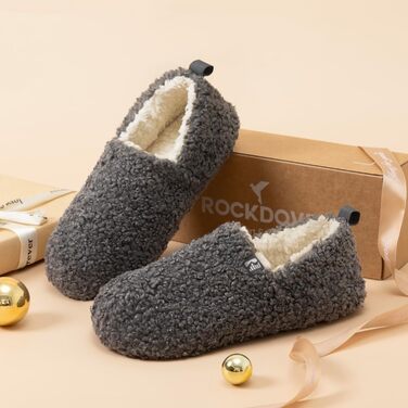 Тапочки жіночі RockDove Puff-Ease з штучного хутра, закритий задок, халатні (39 EU, світло-сірий)