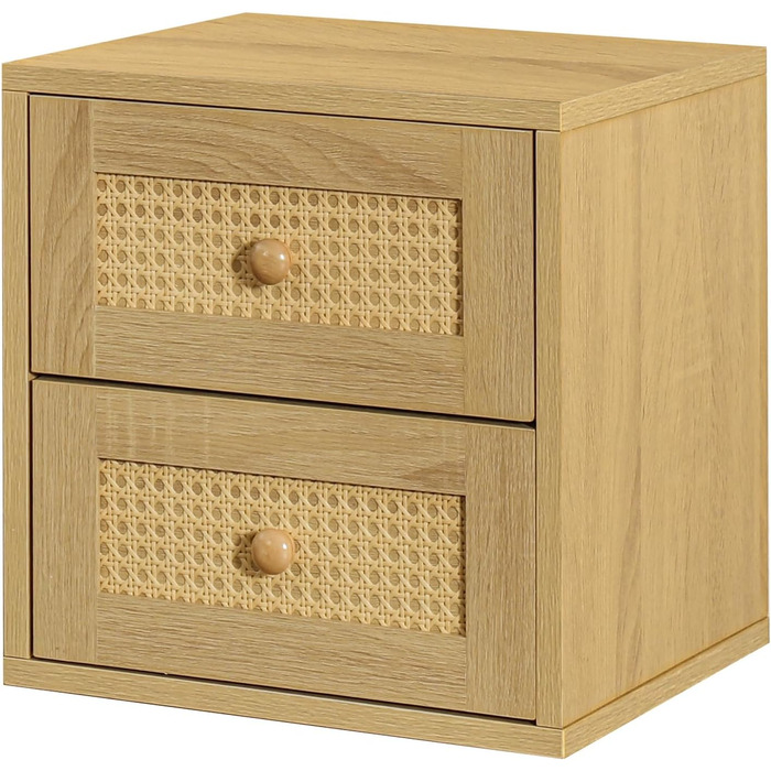 Magic DIY Cube Storage Organizer, Stackable Cubes for Home, Books, Clothes, Toys, Modular Storage System, Closet Organizer, Bookshelf, Closet (French (Yellow Oak, Rattan Drawer Cubes))